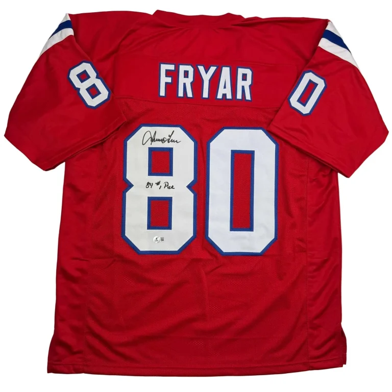 Autographed/Signed IRVING FRYAR New England Red Jersey JSA COA Auto