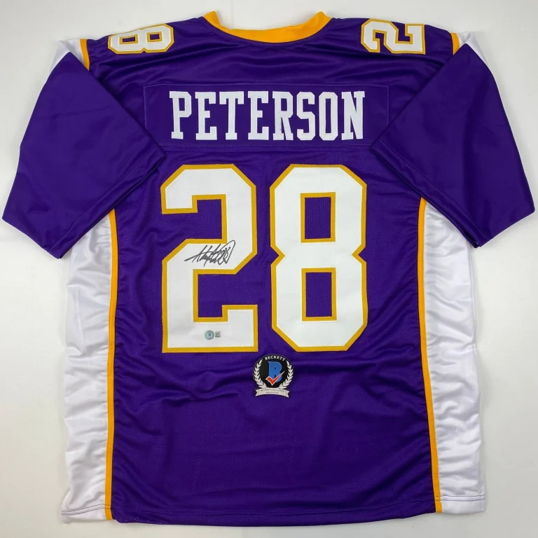 Autographed/Signed Adrian Peterson Minnesota Purple Jersey Beckett COA