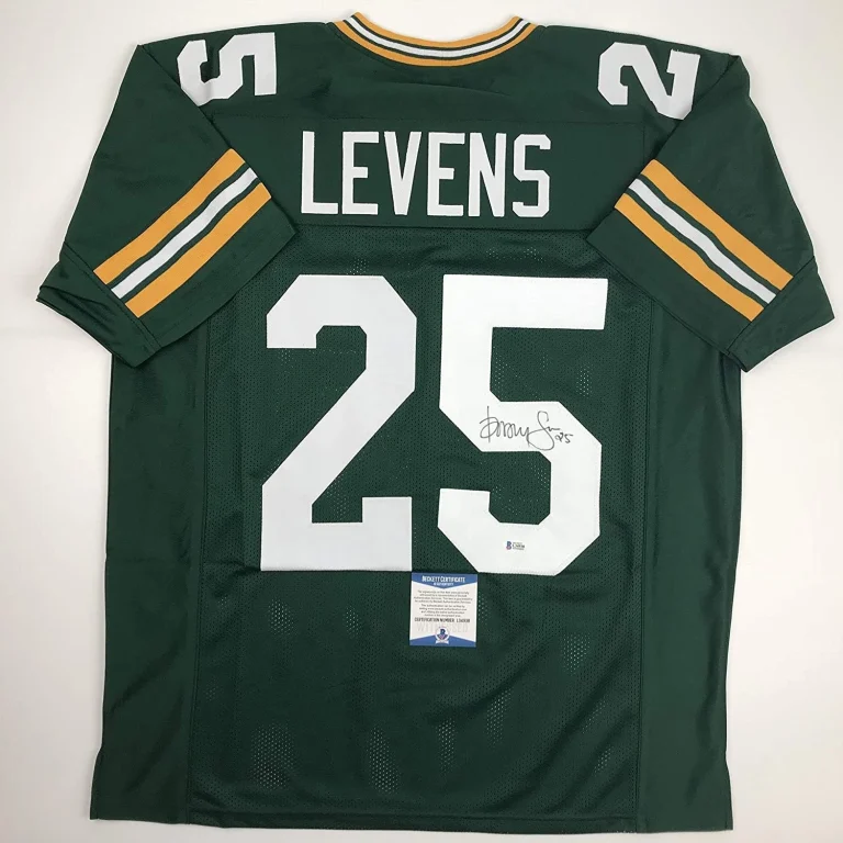 Autographed/Signed Dorsey Levens Green Bay Green Jersey Beckett BAS COA