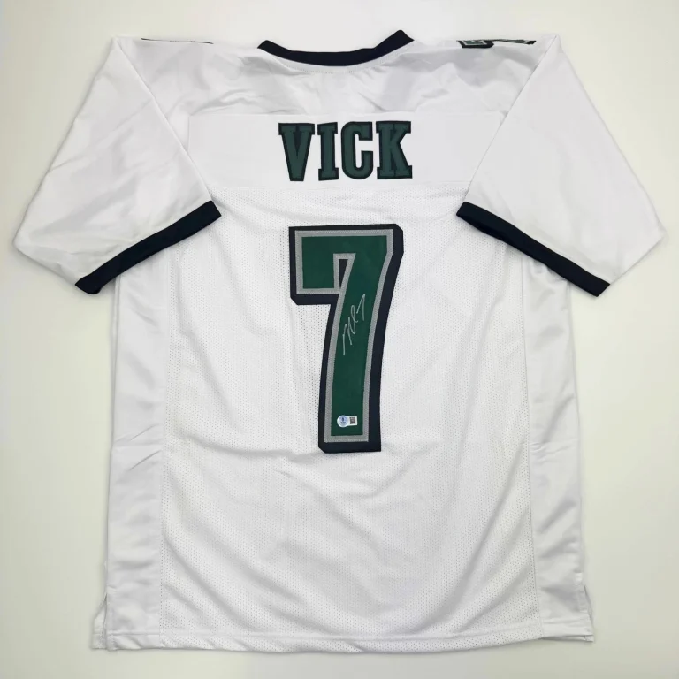 Autographed/Signed MICHAEL MIKE VICK Philadelphia White Jersey PSA COA