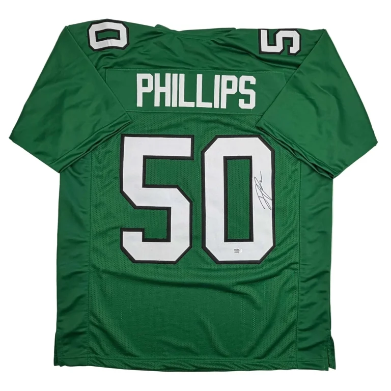 Autographed/Signed Jaelan Phillips Philadelphia Kelly Green Jersey PSA COA