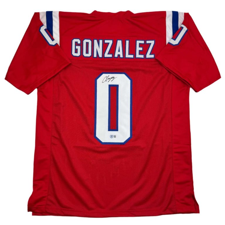 Autographed/Signed Christian Gonzalez New England Red Jersey BAS COA