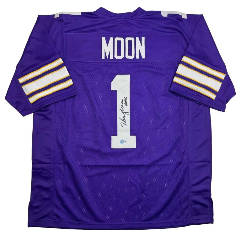 Autographed/Signed Warren Moon HOF 06 Minnesota Purple Jersey Beckett COA