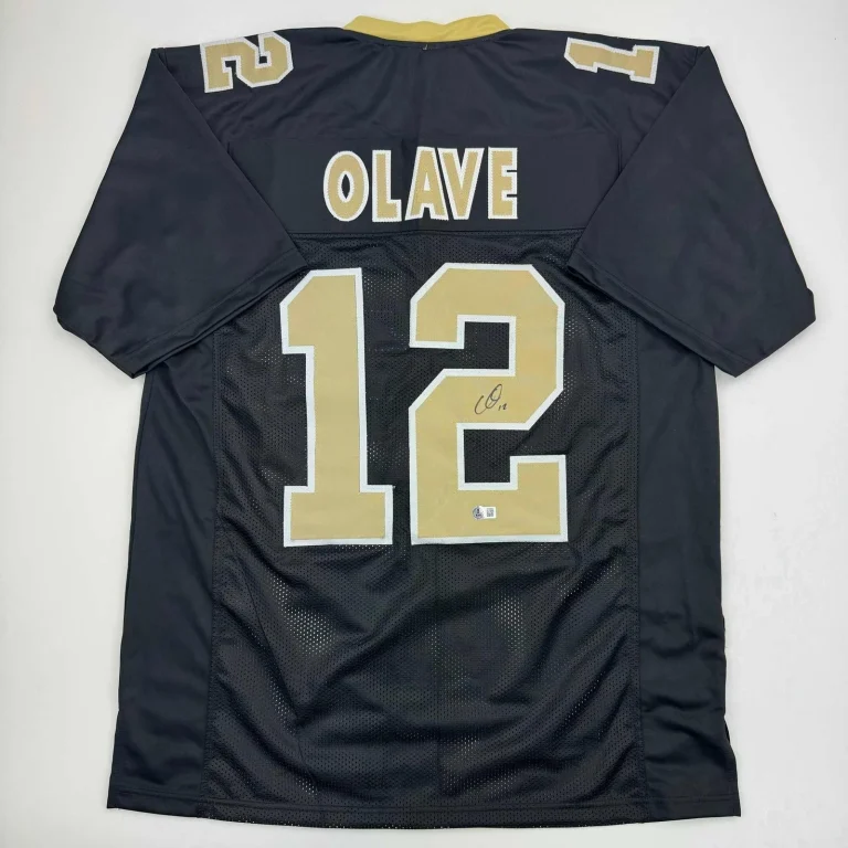 Autographed/Signed Chris Olave New Orleans Black Jersey Beckett BAS COA
