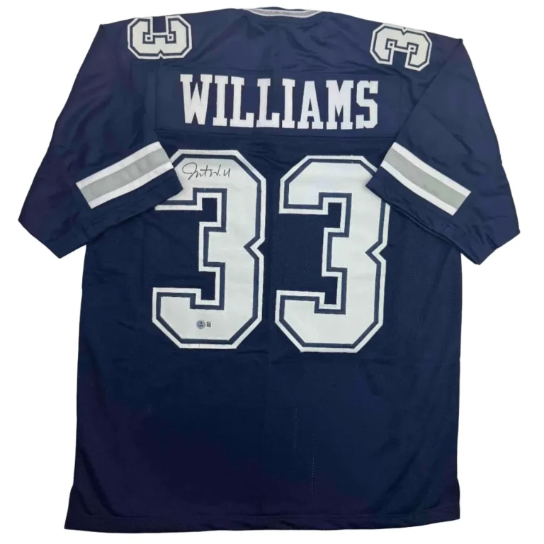 Autographed/Signed Javonte Williams Dallas Blue Jersey Beckett BAS COA