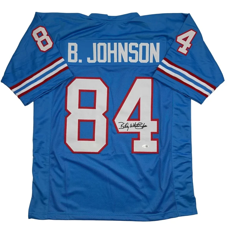 Signed Billy White Shoes Johnson Tennessee Light Blue Jersey JSA COA
