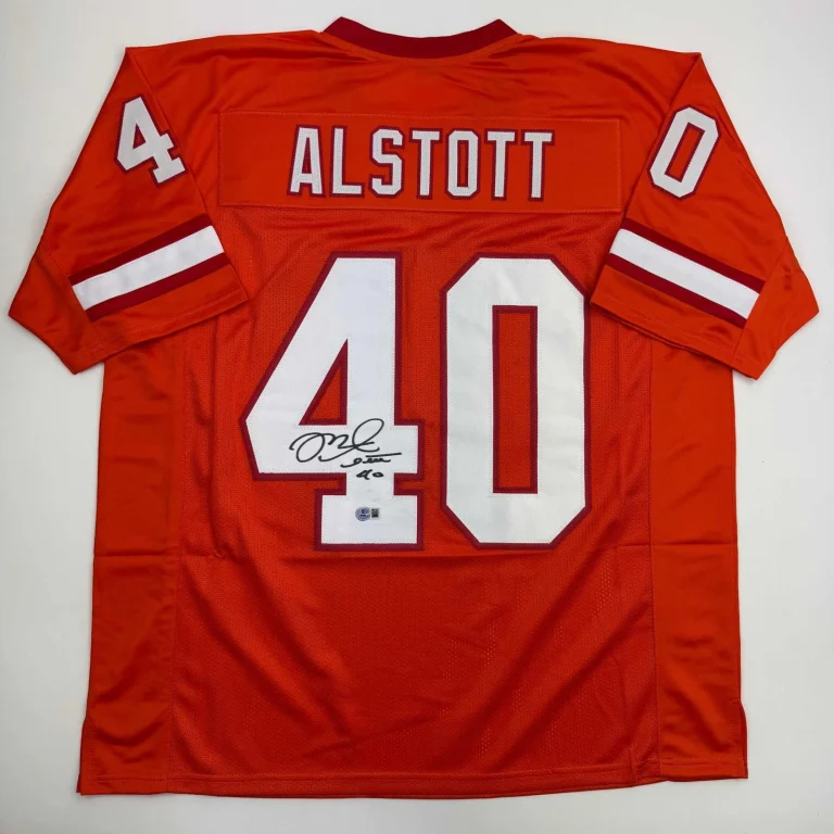 Autographed/Signed Mike Alstott Tampa Bay Orange Creamsicle Jersey BAS COA
