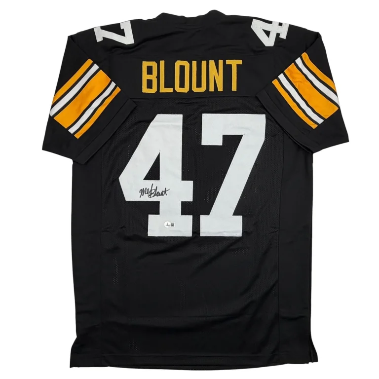 Autographed/Signed Mel Blount Pittsburgh Black Football Jersey Beckett COA