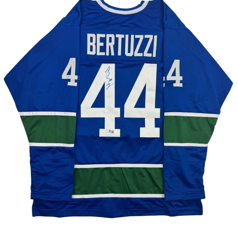 Autographed/Signed Todd Bertuzzi Vancouver Blue Jersey Beckett BAS COA