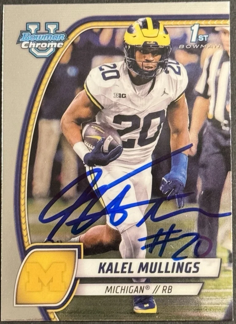 Kalel Mullings Signed Michigan 2024 Bowman Chrome U Rookie Card BAS Beckett