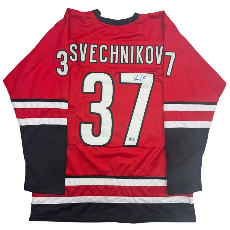 Autographed/Signed Andrei Svechnikov Carolina Red Jersey Beckett BAS COA
