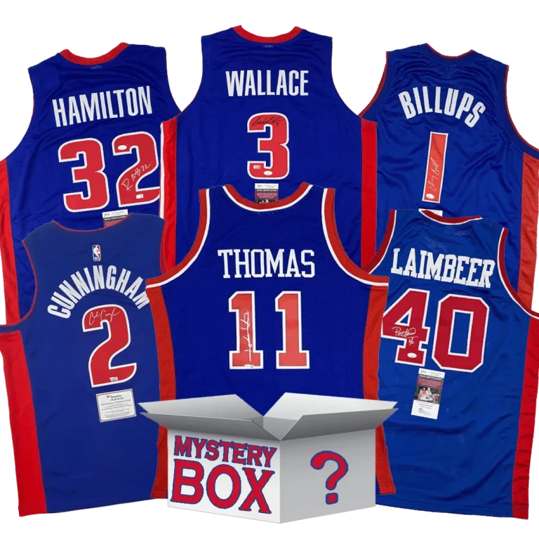 Autographed/Signed Detroit Jersey Mystery Box with PSA JSA or BAS COA
