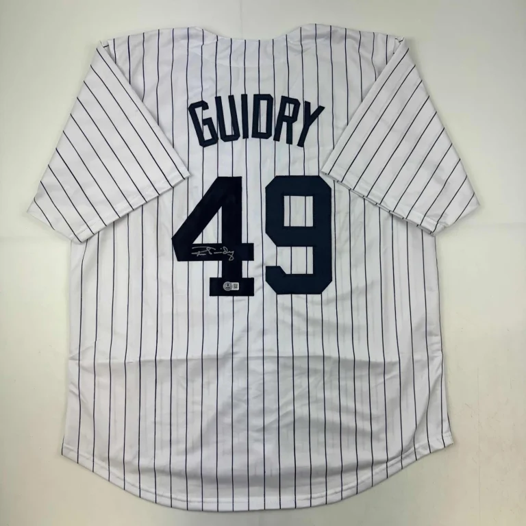 Autographed/Signed Ron Guidry New York Pinstripe Jersey Beckett BAS COA