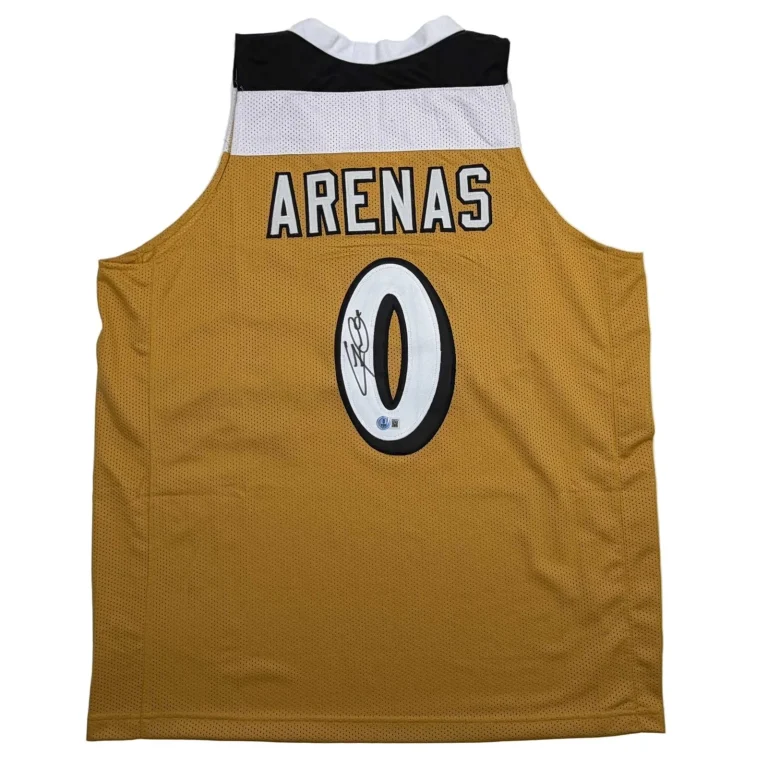 Autographed/Signed Gilbert Arenas Washington Gold Jersey Beckett BAS COA
