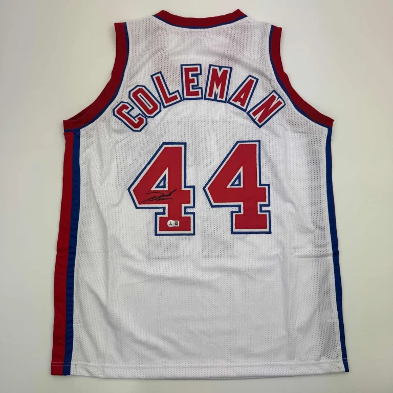Autographed/Signed Derrick Coleman New Jersey NJ White Jersey BAS COA