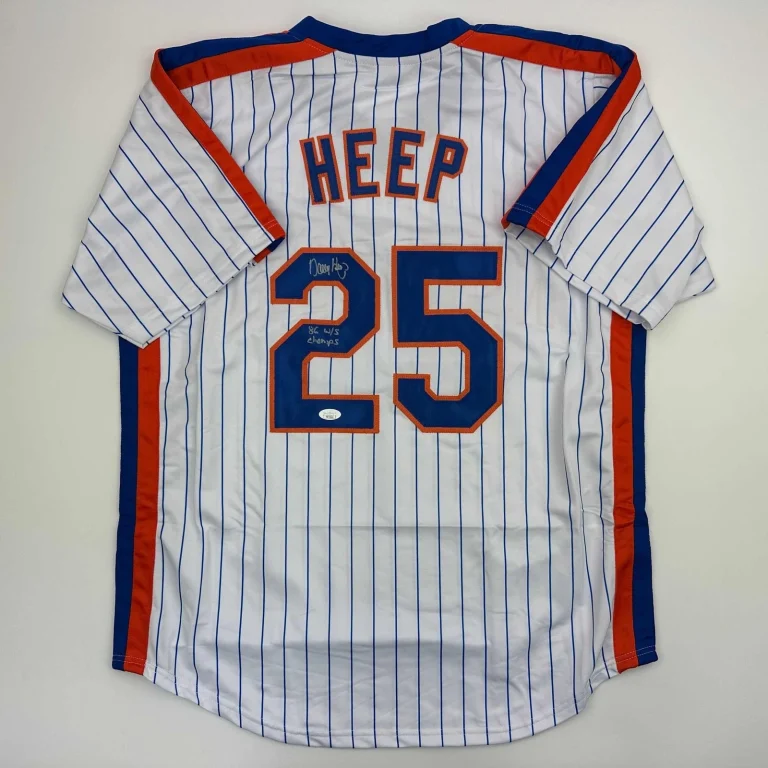 Signed Danny Heep 86 WS Champs New York Pinstripe Jersey JSA COA