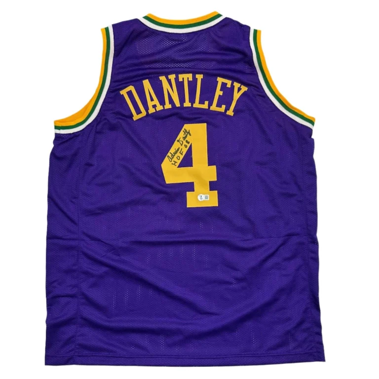 Autographed/Signed Adrian Dantley HOF 2008 Utah Purple Jersey Beckett COA