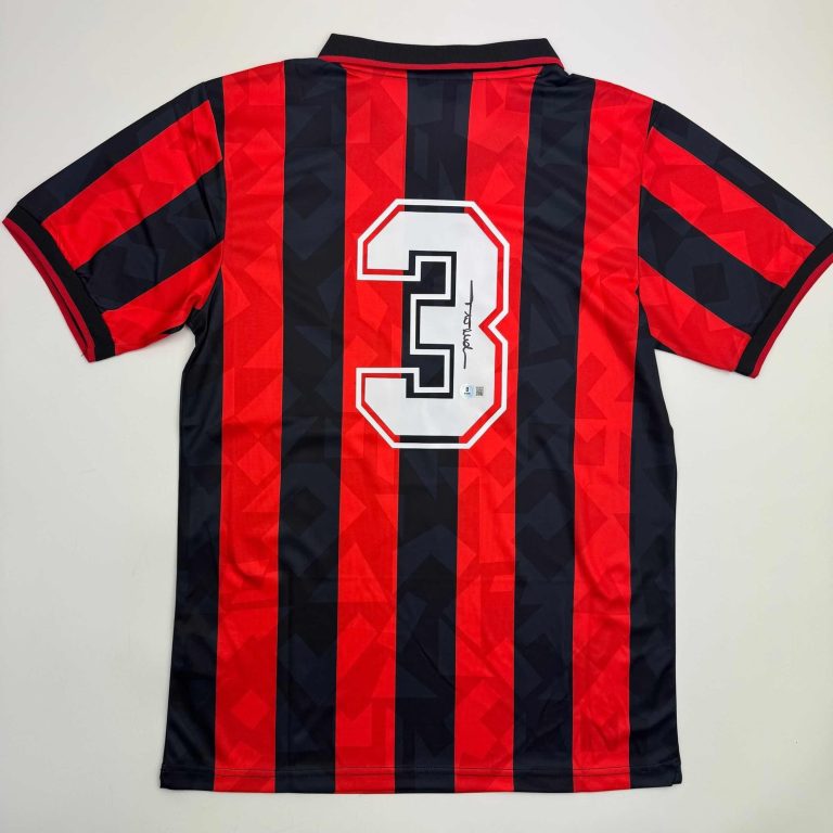 Autographed/Signed Paolo Maldini AC Milan Black/Red Jersey Beckett BAS COA