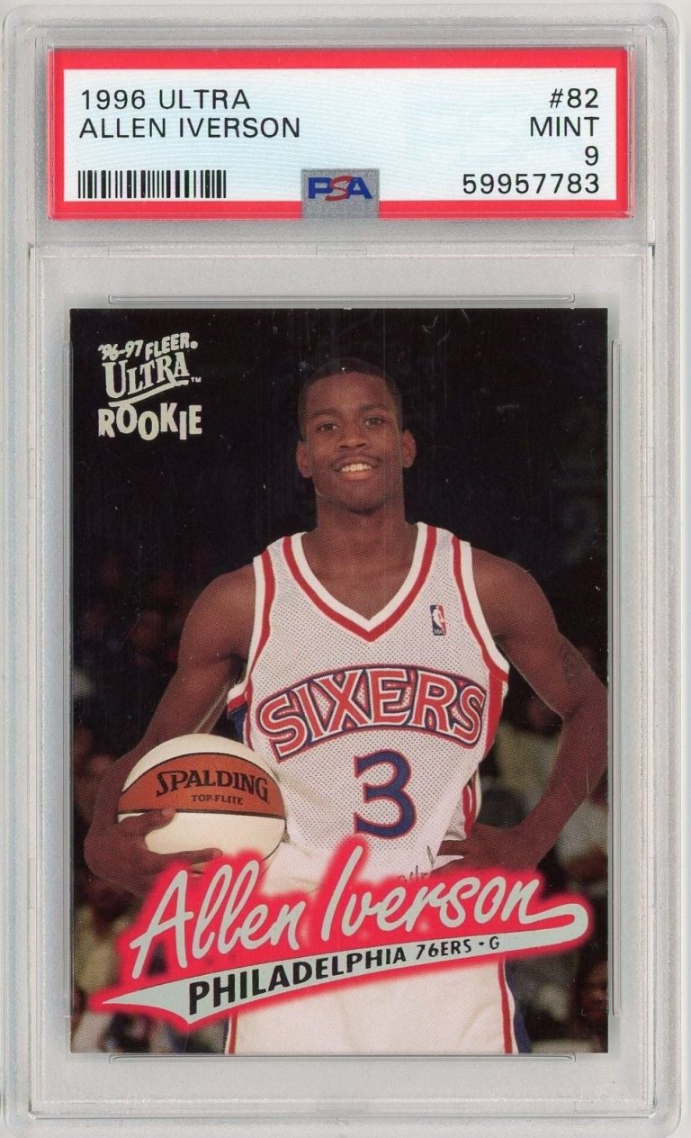Graded 1996 Ultra Allen Iverson #82 Rookie RC Basketball Card PSA 9 Mint