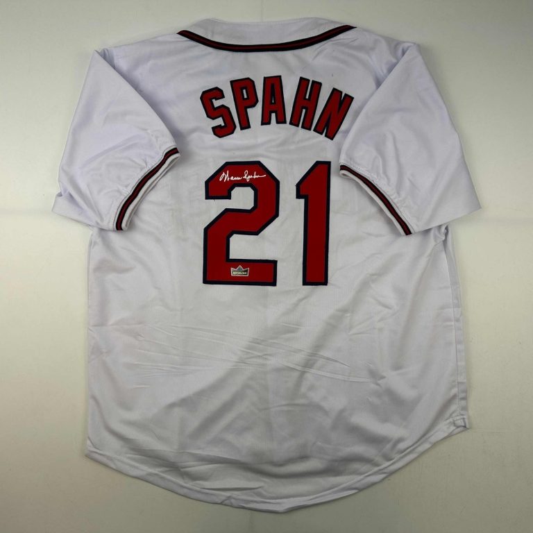 Facsimile Autographed Warren Spahn Atlanta White Jersey Size Men's XL
