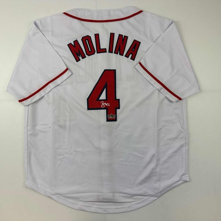 Facsimile Autographed Yadier Molina St. Louis White Jersey Size Men's XL