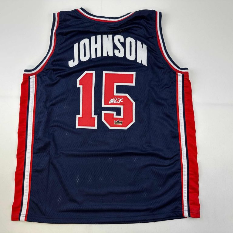 Facsimile Autographed Earvin Magic Johnson United States Jersey Men's XL