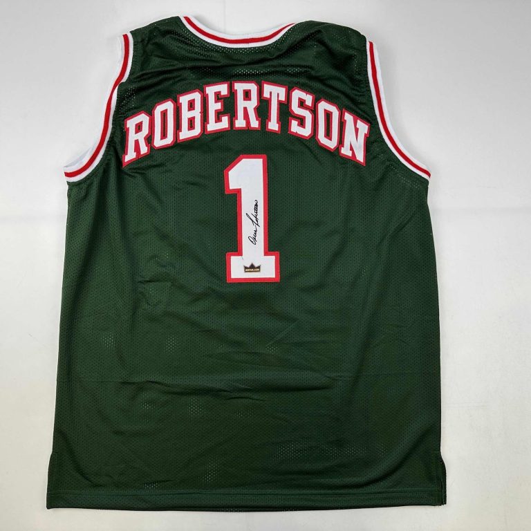 Facsimile Autographed Oscar Robertson Milwaukee Green Jersey Men's XL