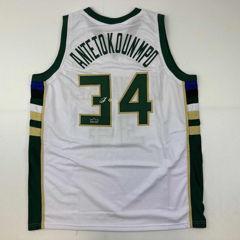 Facsimile Autographed Giannis Antetokounmpo Milwaukee White Jersey XL