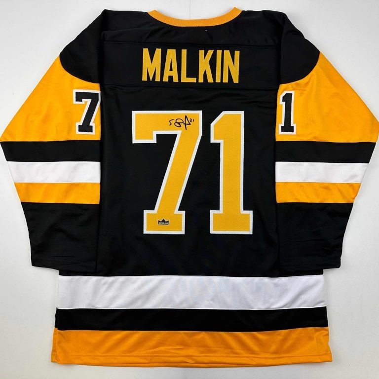 Facsimile Autographed Evgeni Malkin Pittsburgh Black Auto Jersey Mens XL