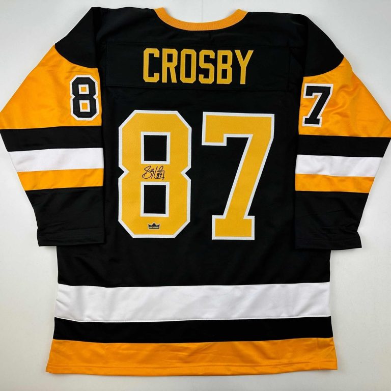 Facsimile Autographed Sidney Crosby Pittsburgh Black Auto Jersey Mens XL