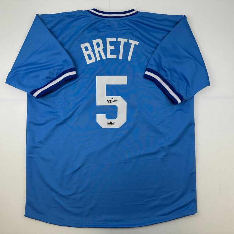 Facsimile Autographed George Brett Kansas City Blue Auto Jersey Men's XL