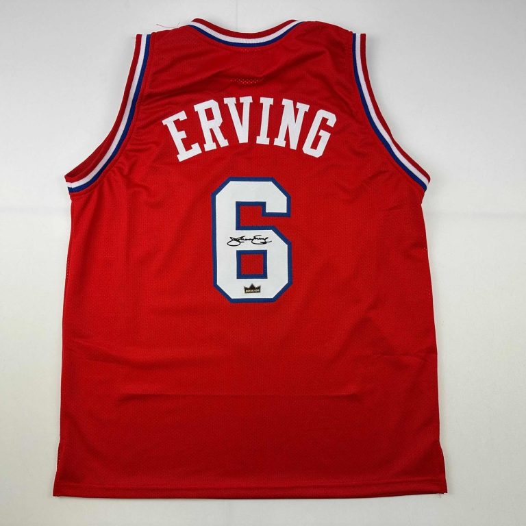 Facsimile Autographed Julius Dr J Erving Philadelphia Red Auto Jersey XL