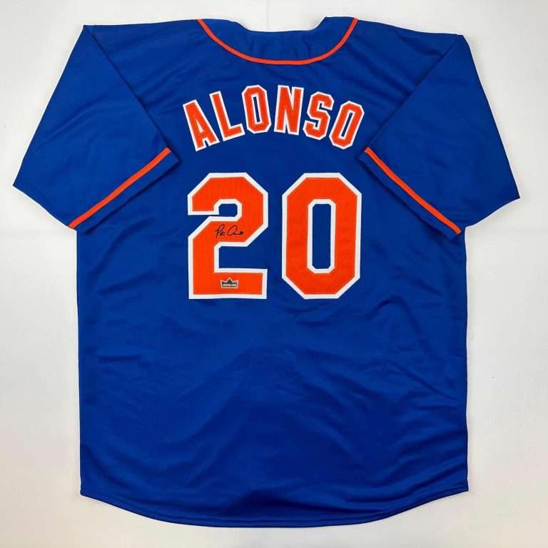 Facsimile Autographed Pete Alonso New York Blue Auto Jersey Men's XL