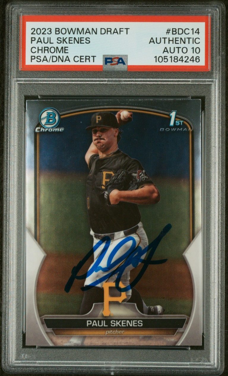 Graded 2023 Bowman Draft Paul Skenes #BDC14 Chrome RC Card PSA 10 Auto