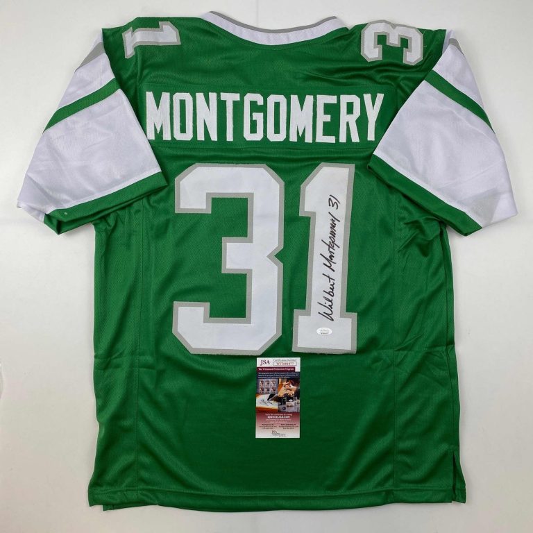 Autographed/Signed Wilbert Montgomery Philadelphia Green Jersey JSA COA
