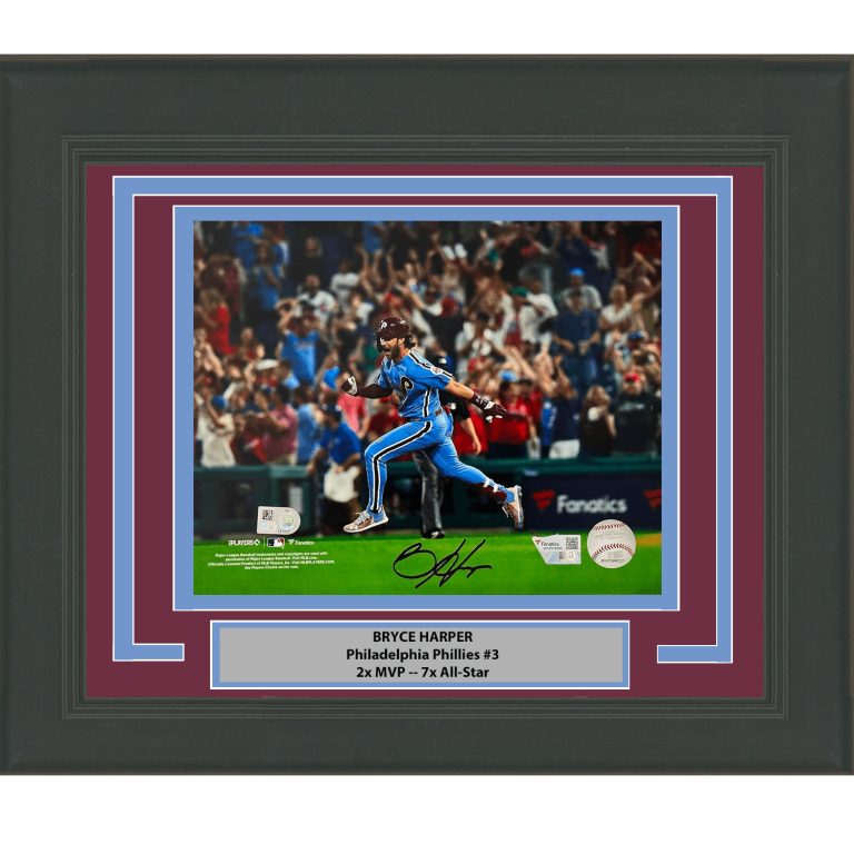 Framed Autographed Bryce Harper Phillies 8x10 Photo Fanatics & MLB COA #2