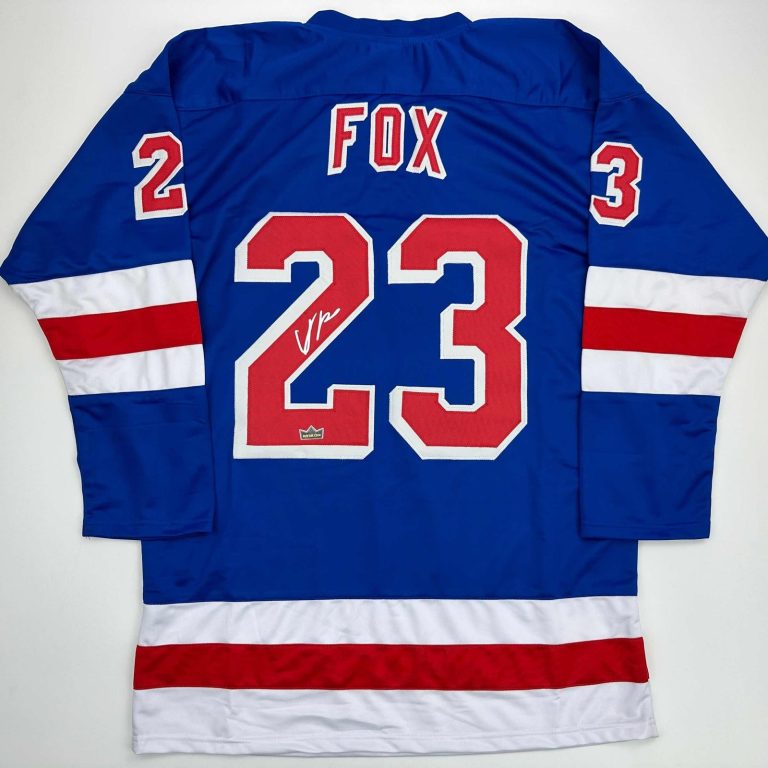 Facsimile Autographed Adam Fox New York Blue Reprint Jersey Size Men's XL