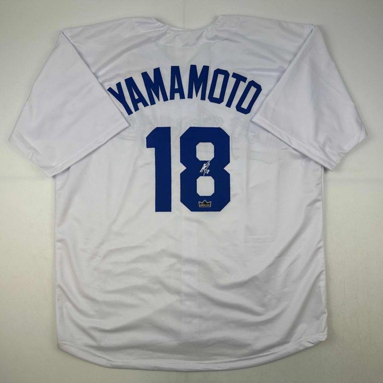 Facsimile Autographed Yoshinobu Yamamoto Los Angeles LA White Jersey XL