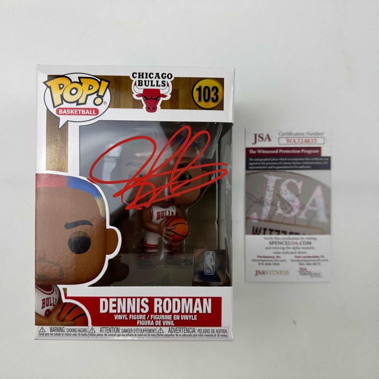 Autographed/Signed Dennis Rodman Bulls Funko Pop #103 Figurine JSA COA