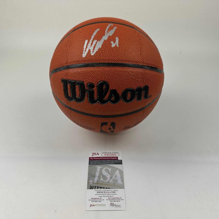 Autographed/Signed Dominique Wilkins Hawks Full Size Wilson JSA COA