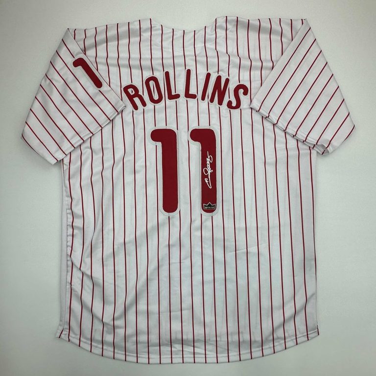 Facsimile Autographed Jimmy Rollins Philadelphia Pinstripe Jersey XL