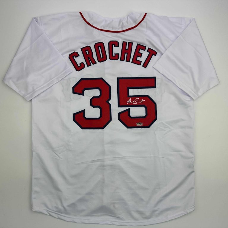 Facsimile Autographed Garrett Crochet Boston White Jersey Size Men's XL