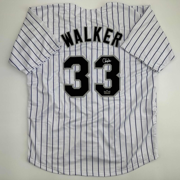 Facsimile Autographed Larry Walker Colorado Pinstripe Jersey Men's XL