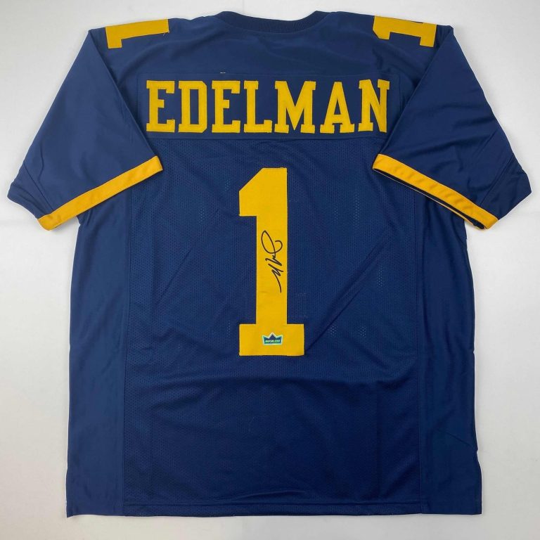 Facsimile Autographed Julian Edelman Kent State Blue Jersey Size Mens XL
