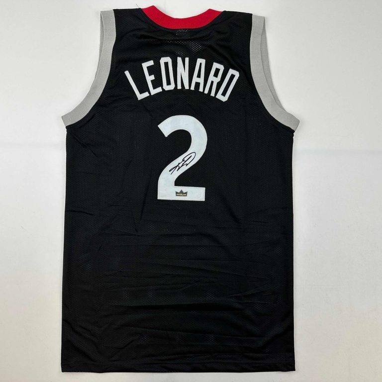 Facsimile Autographed Kawhi Leonard Toronto Black Jersey Size Men's XL