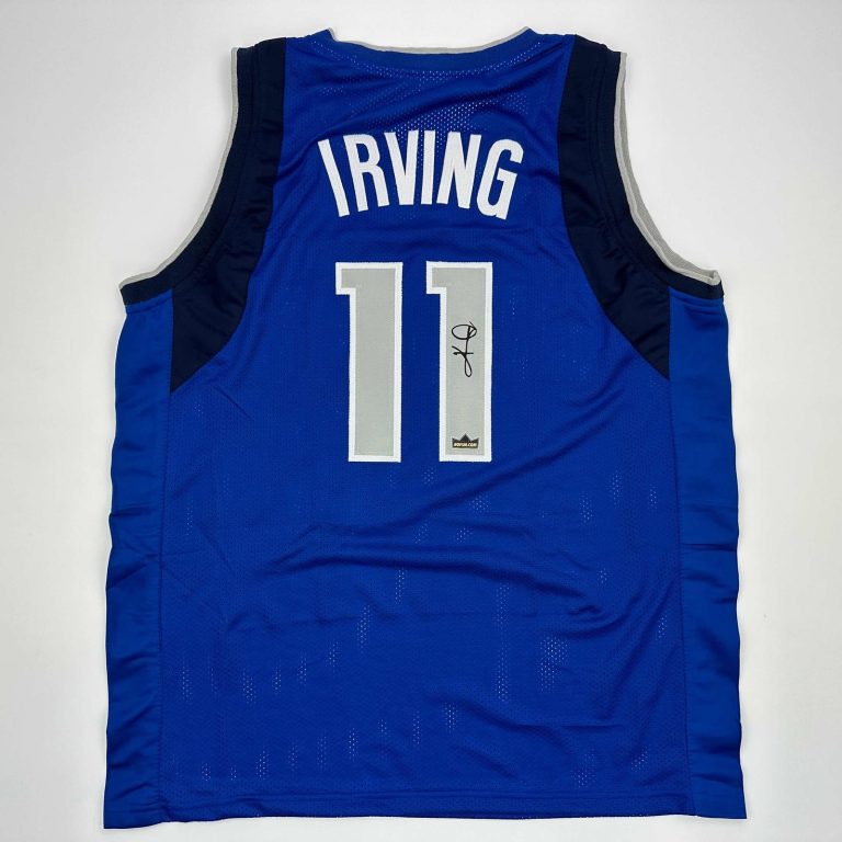 Facsimile Autographed Kyrie Irving Dallas Blue Auto Jersey Size Men's XL