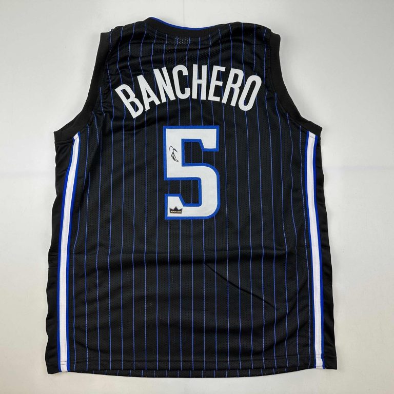 Facsimile Autographed Paolo Banchero Orlando Black Pinstripe Jersey XL