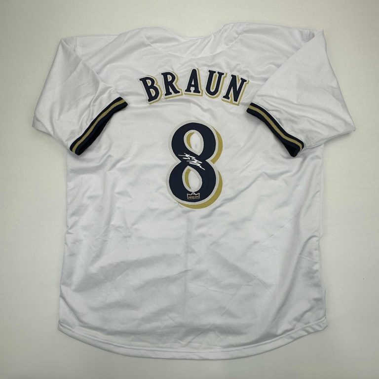 Facsimile Autographed Ryan Braun Milwaukee White Jersey Size Men's XL