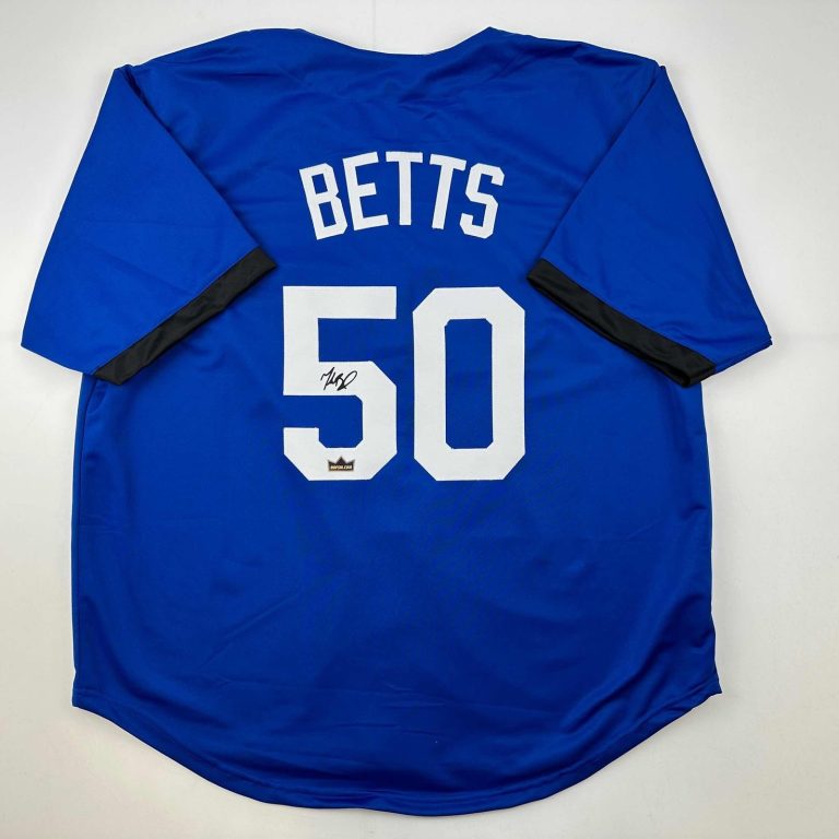 Facsimile Autographed Mookie Betts Los Angeles Blue Auto Jersey Men's XL