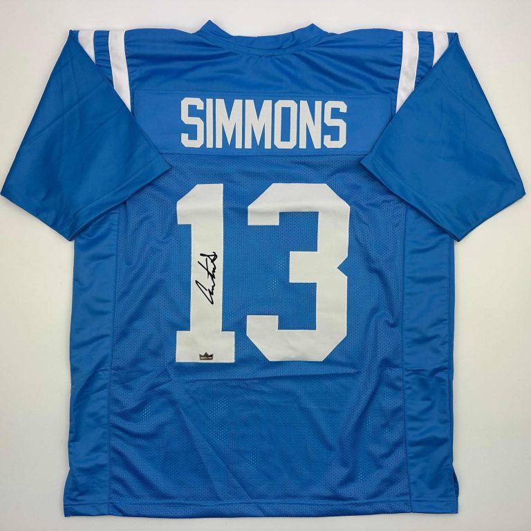Facsimile Autographed Austin Simmons Ole Miss Blue Jersey Size Men's XL